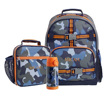 Kid's Quilted Camo Backpack & Lunch Box Set - Navy - Navy