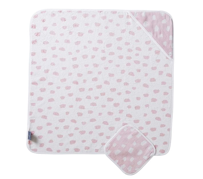 Jacquard Brushstroke Dot Hooded Baby Towel & Washcloth Set 