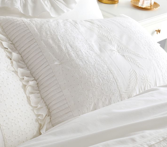 Linens 'n Things Eyelet Pillow Sham – White Standard Size With 3.25" Ruffle – New With Tags