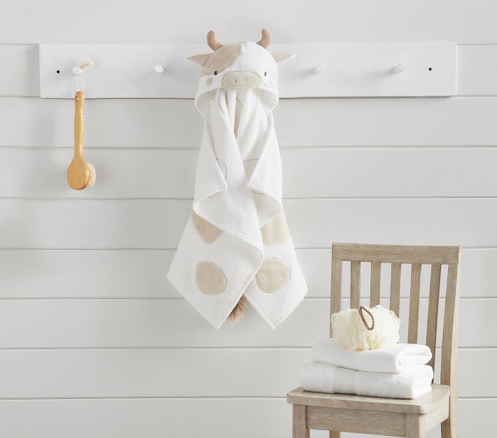 Pottery Barn Kids Gingham Baby Hooded Towel & Washcloths Set