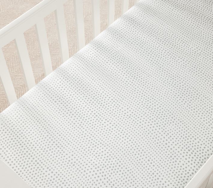 Organic Blush Falling Dot Modern Crib Sheet | Pottery Barn Kids