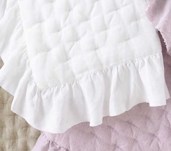 Ruffle Belgian Flax Linen Baby Quilt | Pottery Barn Kids