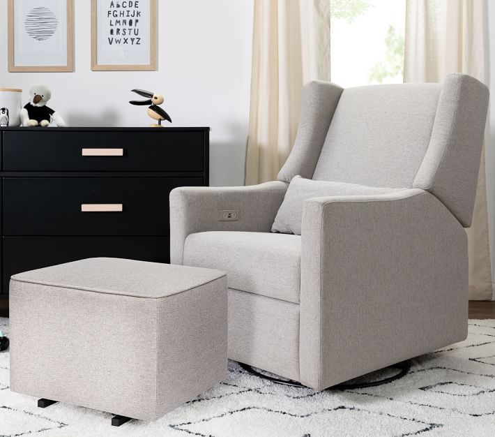 Babyletto Kiwi Swivel Glider Recliner Chair & Nursery Ottoman Pottery