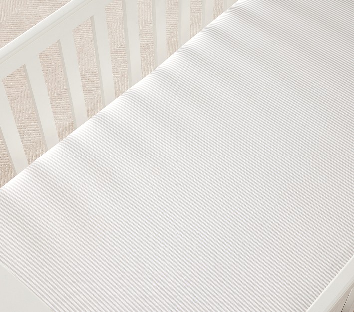 Oxford Stripe Organic Crib Fitted Sheet Pottery Barn Kids