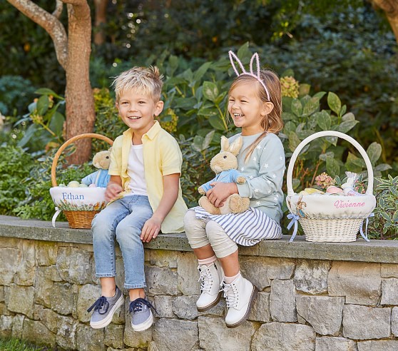 Peter Rabbit™ Bunny Script Easter Basket Liner | Pottery Barn Kids