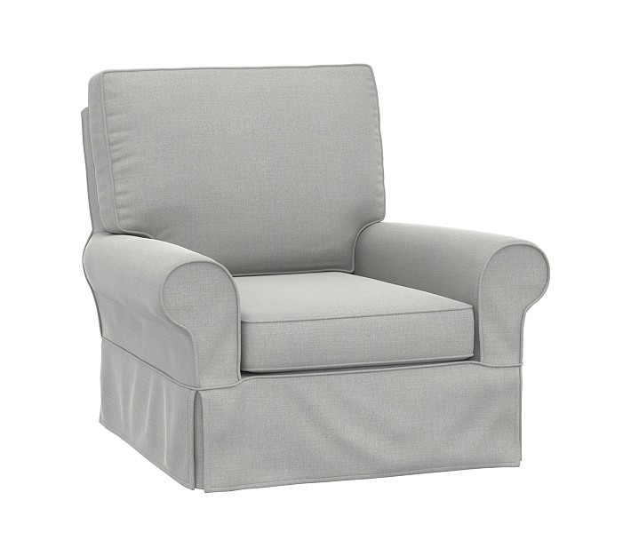 Comfort Small Slipcovered Swivel Glider &amp; Ottoman