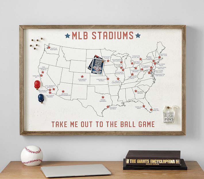Custom Baseball Stadiums Map  MLB Ballparks Map with Push Pins