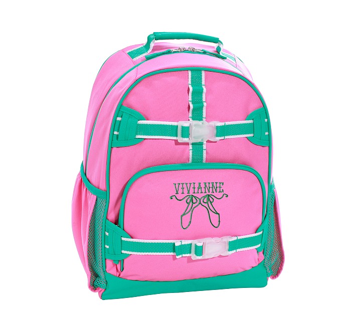 Mackenzie Solid Pink With Green Trim Backpacks | Pottery Barn Kids