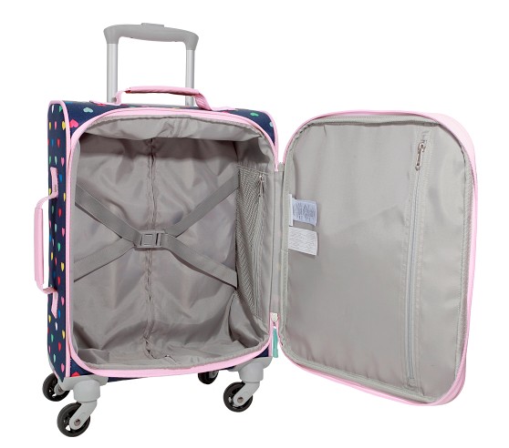 Mackenzie Navy Pink Multi Hearts Spinner Luggage | Pottery Barn Kids