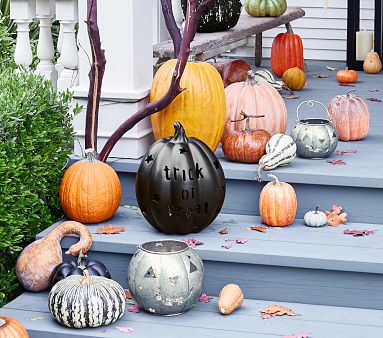 Metal Cut-Out Pumpkin Lanterns, Set of 2 | Pottery Barn Kids