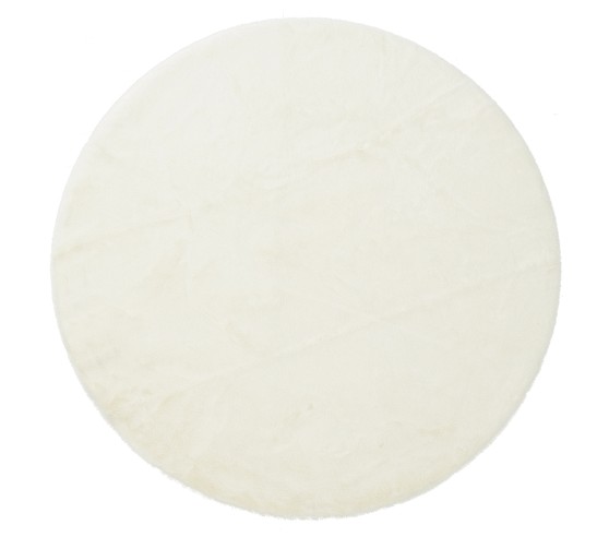 Machine Washable Faux Fur Nursery Round Rug