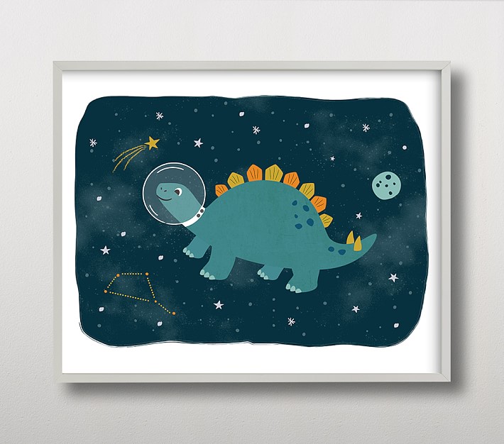 Minted® Dinos in Space 2 Framed and Canvas Art by Annie Holmquist Pottery Barn Kids