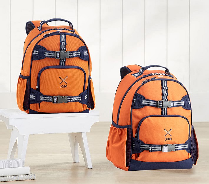 Mackenzie Orange Navy Trim Solid Backpacks