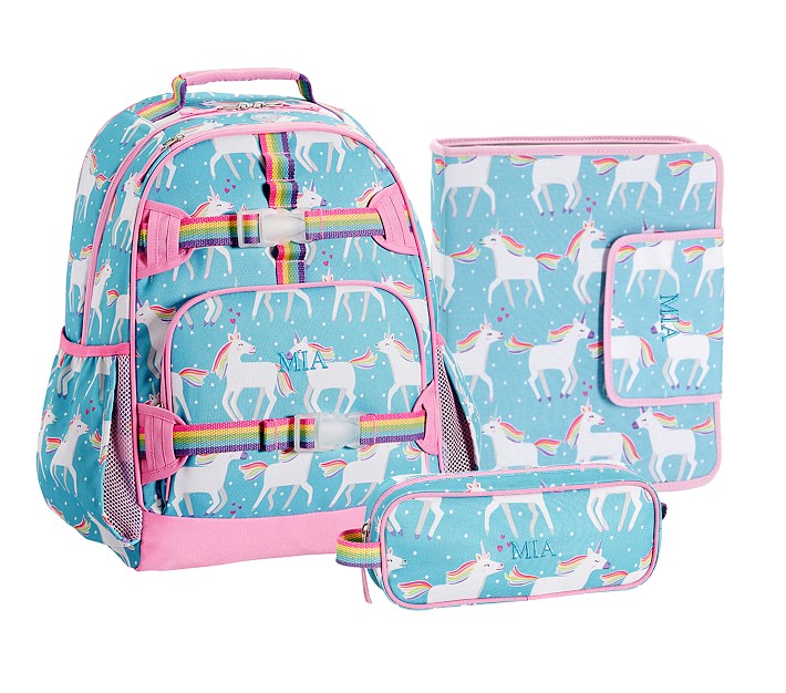 Mackenzie Aqua Unicorn Parade Backpack & Lunch Bundle, Set Of 3