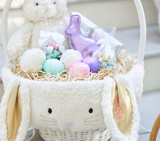 Long Ear Metallic Fur Bunny Easter Basket Liners 