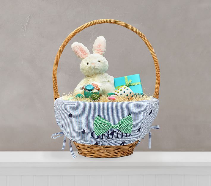 Tie Seersucker Easter Basket Liner Pottery Barn Kids