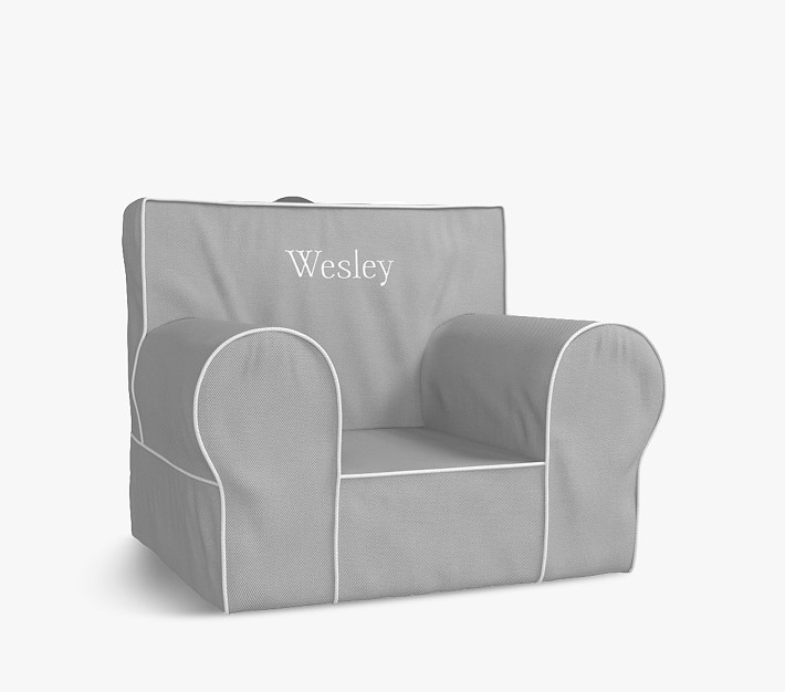 Kids Anywhere Chair®, Gray with White Piping