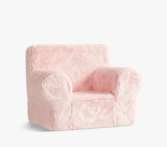 Pink Fur Anywhere Chair Kids Armchair Pottery Barn Kids   Kids Anywhere Chair Pink Faux Fur Slipcover Only C 