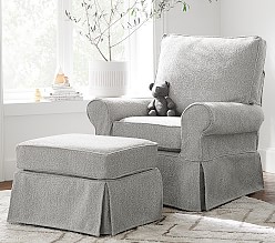 Comfort Slipcovered Swivel Glider & Ottoman