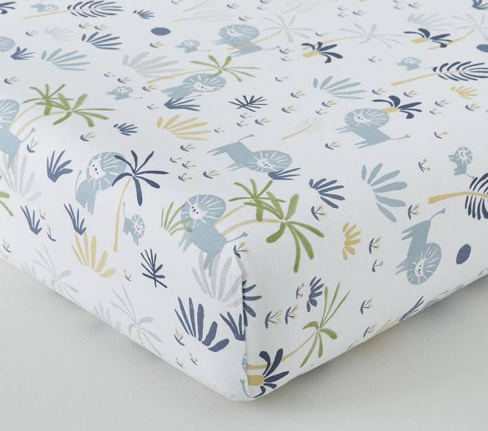 Jungle Organic Jersey Crib Fitted Sheet | Pottery Barn Kids