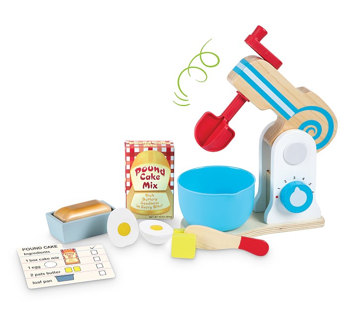 Melissa & Doug Wooden Make-a-cake Mixer Set (11pc) - Play Food And