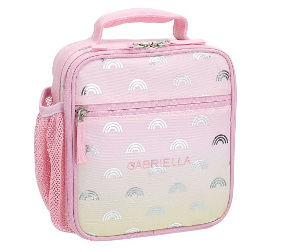 Mackenzie Pink Ombre Silver Foil Rainbows Lunch Boxes | Pottery Barn Kids
