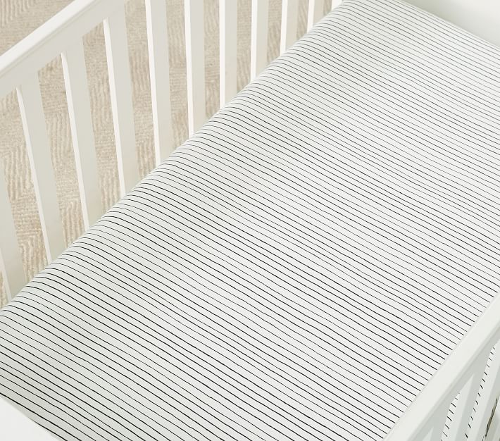 Modern Organic Heathered Jersey Natural Stripe Baby Crib Fitted Sheet +  Reviews