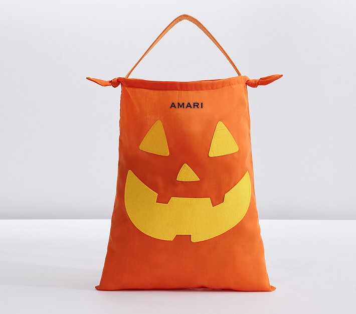 Trick or Treat Pumpkins Black Halloween Personalized Tote Bag DIY Kits