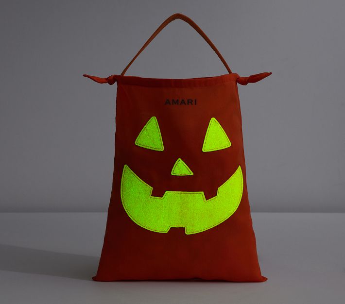 Trick or Treat Pumpkins Black Halloween Personalized Tote Bag DIY Kits