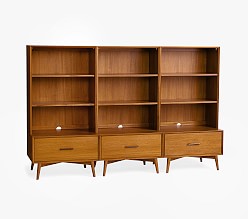 west elm x pbk Mid-Century 3 Hutch & 3 Drawer Base Wall System