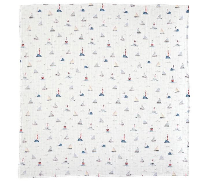 Sailboat Organic Muslin Swaddle Set Pottery Barn Kids