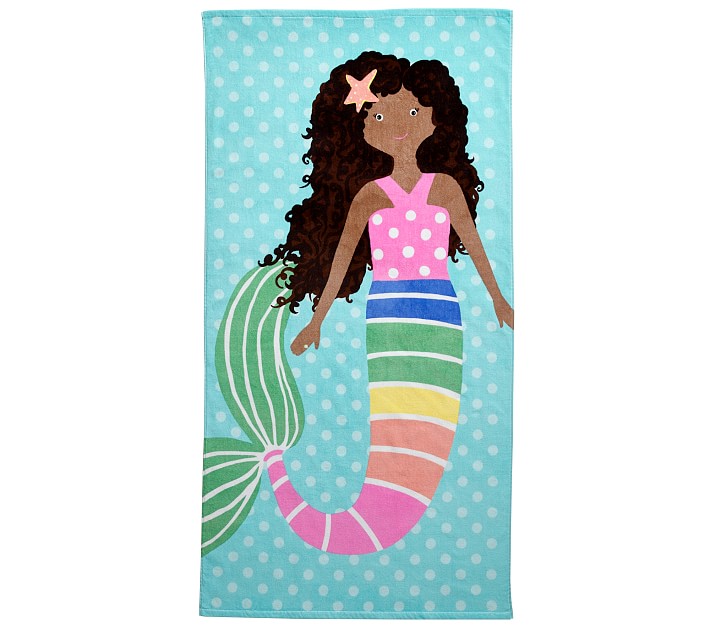 Rainbow Mermaid Kid Beach Towel Pink Pottery Barn Kids