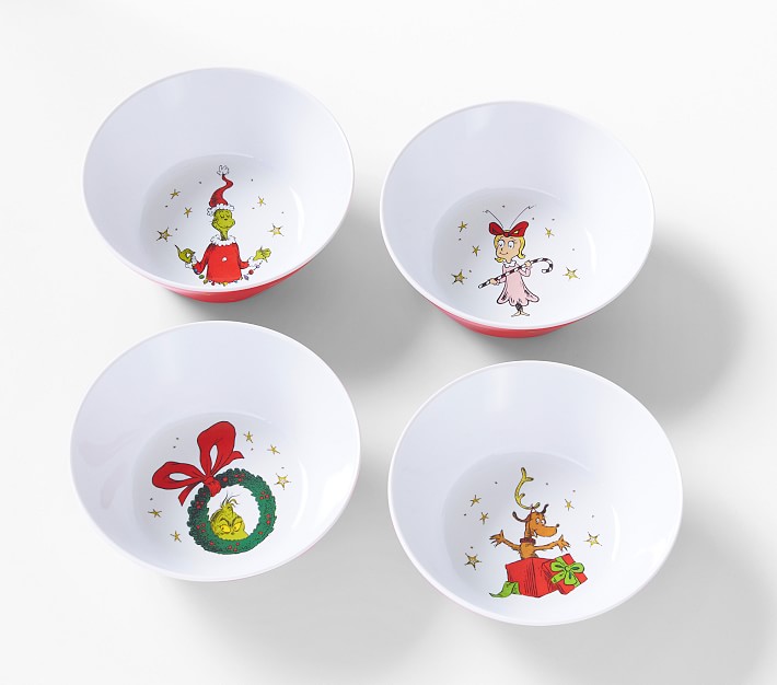 The Grinch Cereal Soup Bowls Set of 4 Zrike New Christmas Tree Max Dr. Seuss