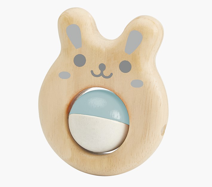 Plan Toys x pbk Watercolor Bunny Rattle Pottery Barn Kids