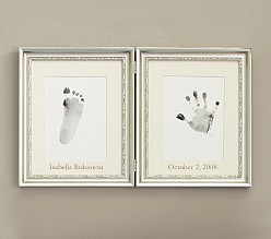 Silver Leaf Handprint and Footprint Frame