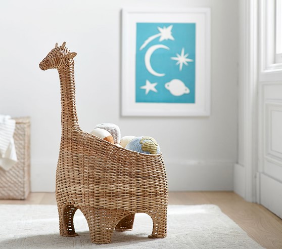 Giraffe Shaped Wicker Basket