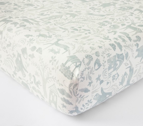 Woodland Flannel Organic Crib Fitted Sheet | Pottery Barn Kids