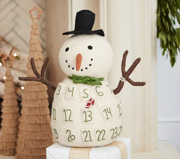 Snowman　Kids　Advent　3D　Pottery　Barn　Felted　Calendar