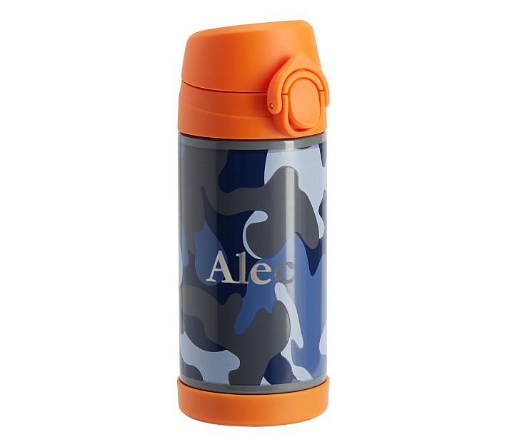 Mackenzie Black Gray Camo Trim Kids Water Bottles & Thermos