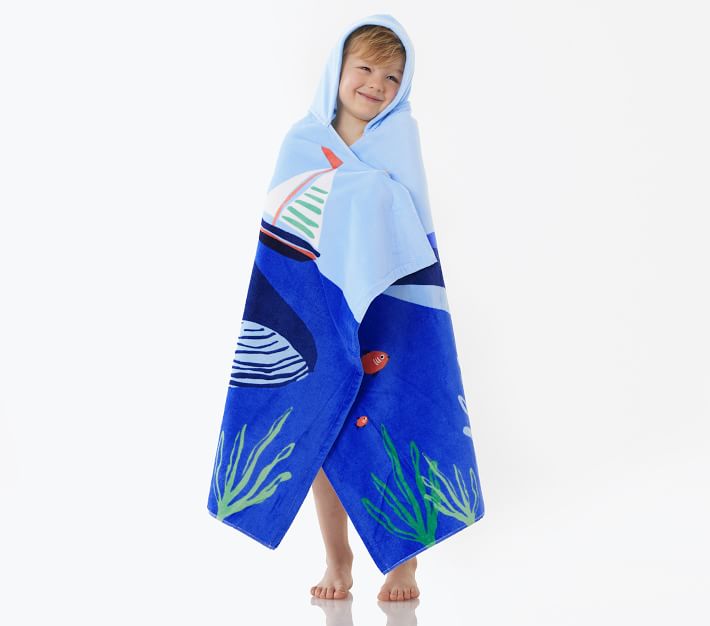 Whale Boat Kid Beach Hooded Towel | Pottery Barn Kids