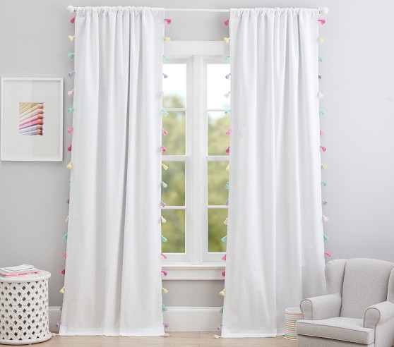 Rainbow Tassel Cotton Blackout Curtain Panel