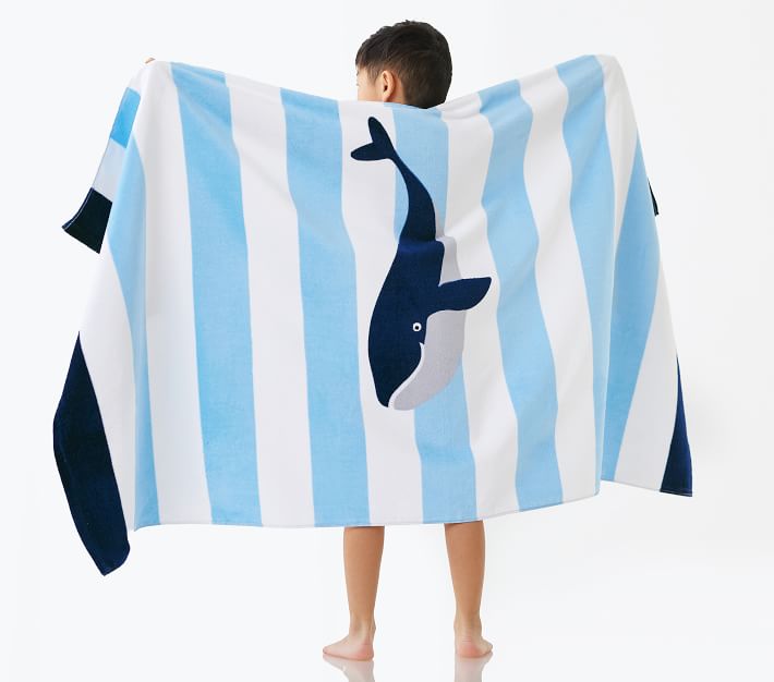 Whale Stripe Beach Towel | Pottery Barn Kids