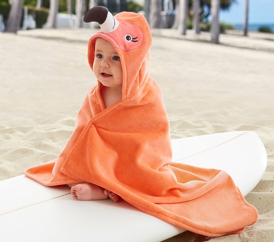 Flamingo Baby Beach Hooded Towel | Pottery Barn Kids