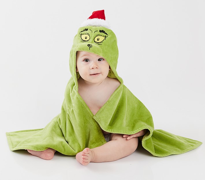 Personalized Face & Name Xmas Grinch Boy Beach Towel - Towels Baby