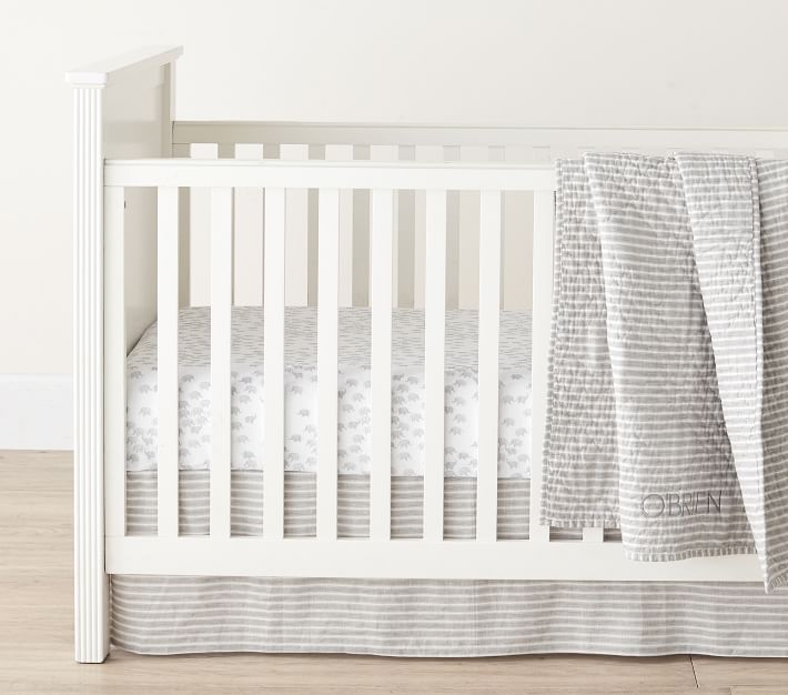 Herd Of Elephants Washed Linen Cotton Crib Fitted Sheet Pottery Barn Kids