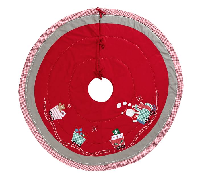 Train Quilted Christmas Tree Skirt | Pottery Barn Kids