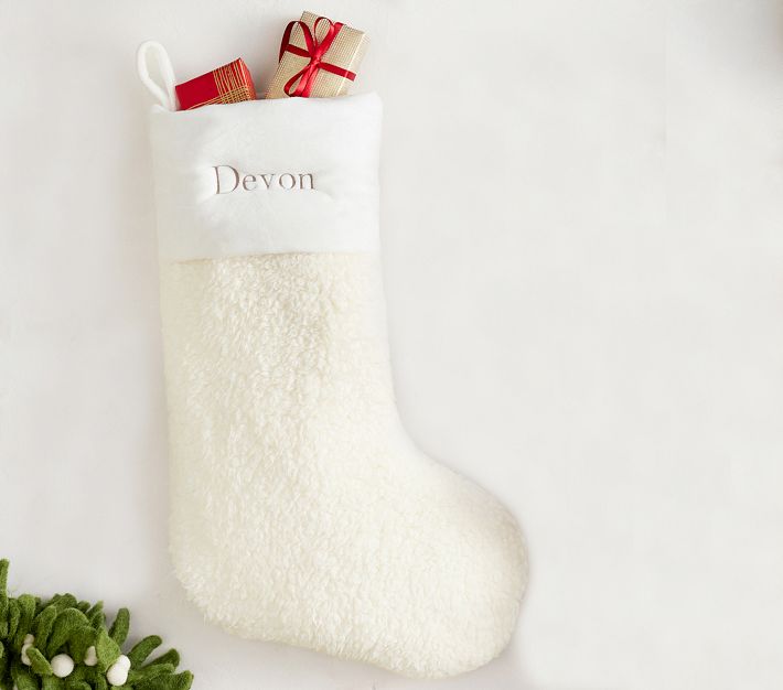 Ivory Sherpa Cozy Christmas Stocking | Pottery Barn Kids