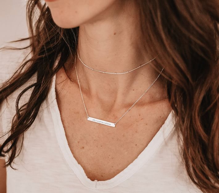 Tiny tags on sale bar necklace