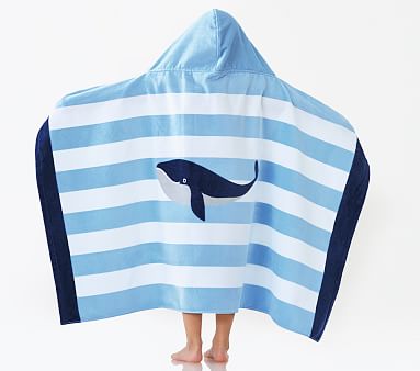 Whale Stripe Beach Hooded Towel | Pottery Barn Kids