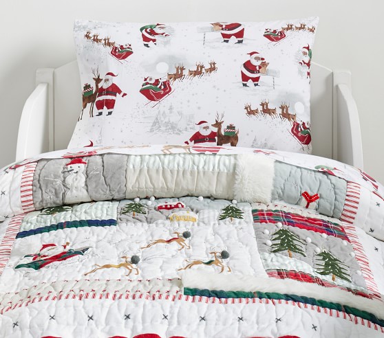 Heritage Santa Toddler Comforter| Toddler Bedding | Pottery Barn Kids